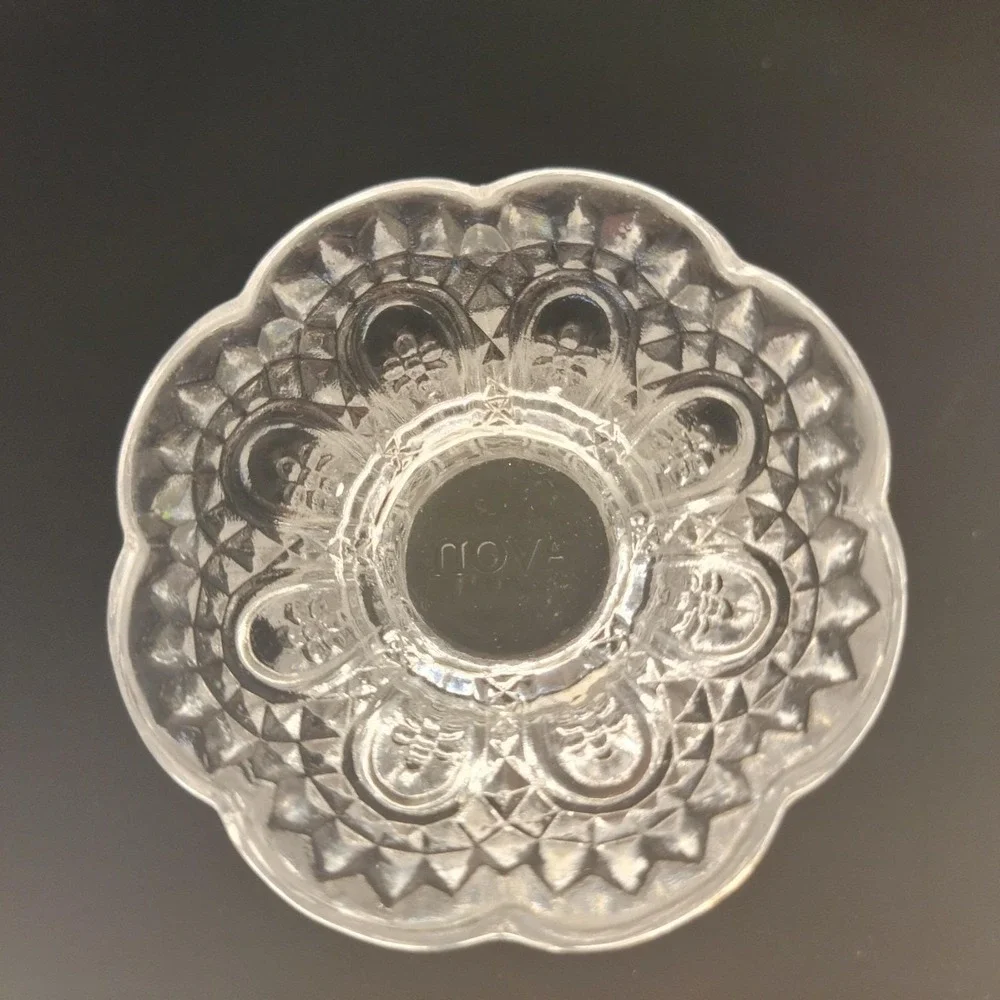 Vintage Avon 1876 Cape Cod Clear Glass Votive Candle Toothpick Holder Scalloped